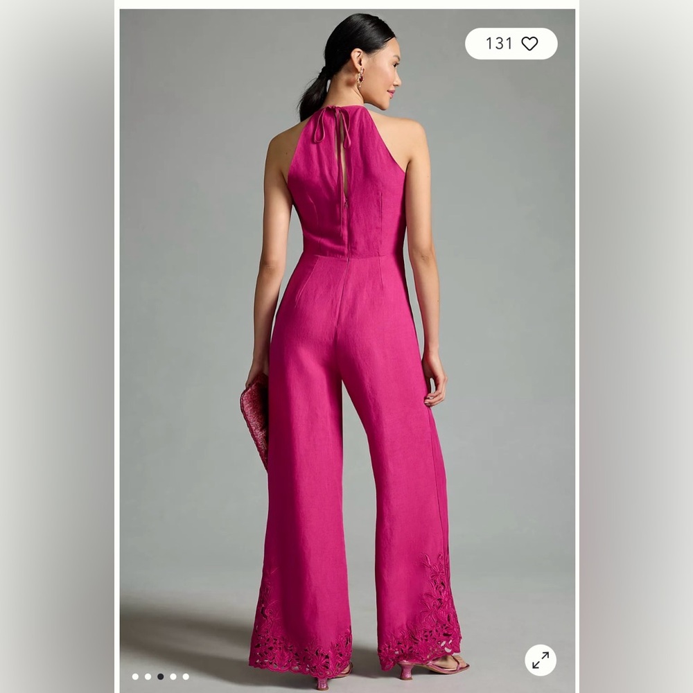 NWT Anthropologie Cutwork Linen Jumpsuit